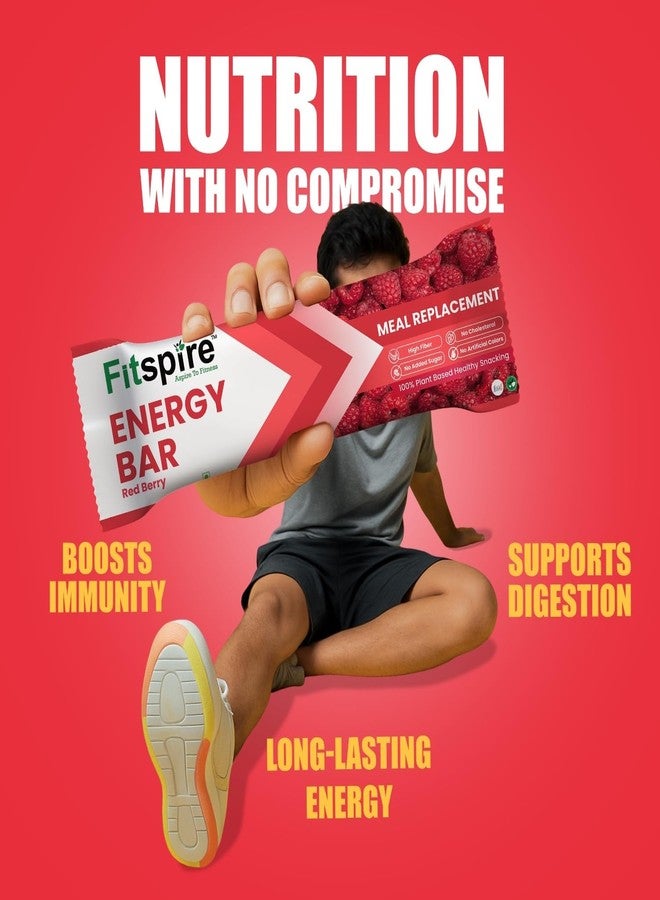 Fitspire Energy Bar Assorted Pack Of 4 x 35g | Red Berry, Banana Walnut, Mocha Hazelnut & Quinoa Almond Flavour | Natural Energy, Gluten-Free, Zero Added Sugar & Immunity Support for Active Lifestyles - Image 4